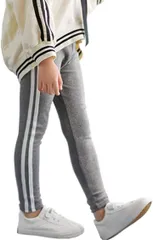 B-talk(ビートーク) ラインパンツ レギンス サイドライン ロングパンツ キッズ 10分丈 グレー( ダークグレー,  140)