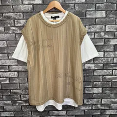 📣GW値引きSALE📣　【新品　未使用　タグ付き】　レイヤー透かし編みニットソーベスト　メンズ　トップス　Tシャツ　ベスト　2点セット　半袖　モカ　Lサイズ