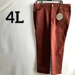 訳あり新品タグ付きパンツズボン赤レッド4L大きいサイズストレッチ素材無地ゆったり