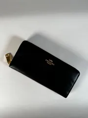 【新品未使用】COACH コーチ LEATHER SLIM ACCORDION BLACK O/S 長財布 レディース
