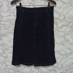 美品<!-利用不可文字-!>　ミラオーウェン　Mila Owen　デニムスカート　膝丈　タイトスカート　レディース　【1】 濃紺　ブルー　かわいい