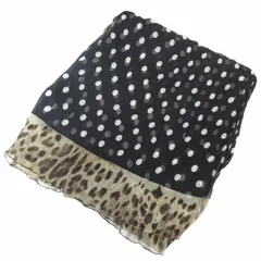 ドルチェ&ガッバーナ ドルガバ DOLCE&GABBANA ストール ショール ドット柄 レオパード柄 切替 イタリア製 黒 茶 白 0318 IBO48のサムネイル