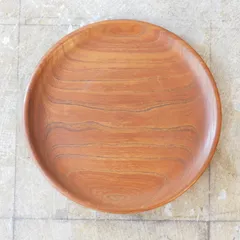 ☆時代/茶道具/煎茶道具！天然木 刳り貫き/刳貫 丸盆！直径 約35.8