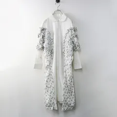 AD2021 タオコムデギャルソン tao COMME des GARCONS シャーリングドッキング丸襟シャツワンピース S＼ホワイト 刺繍【2400014623345】