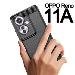 OPPO Reno11A ブラック スマホケース 上下炭素