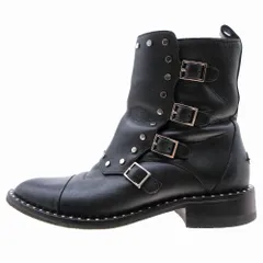JIMMY CHOO ジミーチュウ スタッズ レザー サイドジップ ショートブーツ シューズ ブラック サイズ35.5 レディース /T2K