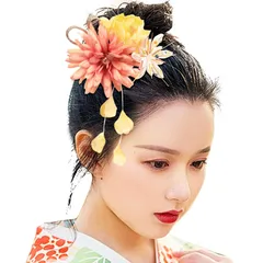 人気商品ヘアアクセサリー クリップ 8カラー 水引き 髪留め 振袖 飾り 飾り 髪 (06 髪 結婚式 卒業式 和装 着物 袴 レモンオレンジ) 七五三 花 成人式 髪飾り 浴衣 [OTAKUMARKET]