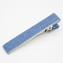 【4個パック】デニムリボン 仕上げ ヘアクリップ 銀色金具 約6cm sgy-212-denimpaleblue-4p