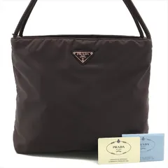 良品 PRADA プラダ テスート ナイロン 三角ロゴ ハンド トート バッグ ブラウン レディース ブランド 鞄 k4284