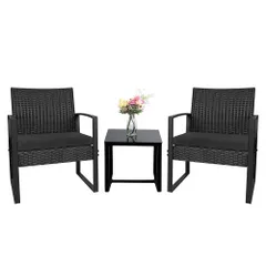 ラタン調 ガーデンファニチャー ガーデンテーブルセット テーブルセット 3点セット ベランダ 椅子 テーブルチェア ガーデンチェア アウトドア
