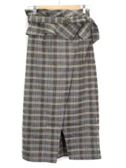マジェスティックレゴン MAJESTIC LEGON スカート ラップテイスト チェック サッシュベルト M グレー