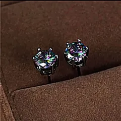 ★即日発送★ レインボー クリスタル ピアス ジルコニア ブラック ゴールド