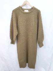 ◇ Simplicite シンプリシテェ ケーブル 長袖 膝下丈 ワンピース 表記なし ブラウン系 レディース P  【1405090000920】