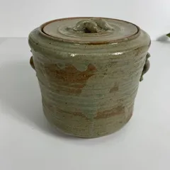作家落款あり 茶道具 水指 陶器 蓋付き 高さ約17cm 和食器 茶事 茶道 茶道具