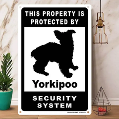 雑貨【Yorkipoo/ヨークプー】  Dog ドッグ  犬    メタルポスタ―　Security  セキュリティー 警告  ヤードサイン メタルプレート  ブリキ看板  -216