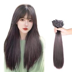 新品 襟足ウィッグ ストレート 3枚セット ポイントウィッグ ロング ストレート 人工毛 つけ毛 黒髪 襟足ウィッグ エクステ レディースエクステ ハーフウィッグ 仮装 日常 空気感 小顔効果 女性 自然 元気 可愛い（ブラウンブラック）