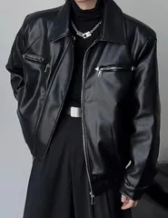 ジャケット ライダースジャケット PU メンズ レザージャケット フェイクレザー ゆったり レトロ 皮ジャン アウター 着痩せ 簡約 おしゃれ ファッション カジュアル バイク用 ソフト 秋冬 通勤通学 ジュニア 冬 50代 メッシュ ブラック 黒