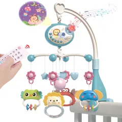 新着商品REMOKING ベッドメリー オルゴール モビール 赤ちゃん おもちゃ 新生児 おもちゃ 360度回転 音 男の子 女の子 誕生日 プレゼント 知育寝具（ブルー） ブルー