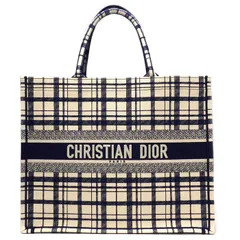 ディオール Dior トートバッグ ブックトート ラージ M1286ZRFZ_V928 アイボリー ネイビー キャンバス 【中古】
