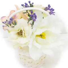 髪飾り 成人式 振袖 袴 ４点セット 白 桜色 花籠 大人 浴衣 かんざし 簪 卒業式 フォーマル 結婚式 花飾り ブライダル 手作り W38 W303-286 髪飾り オフホワイト 桜色 n802　WSi