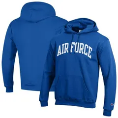 【送料無料】 チャンピオン メンズ Tシャツ トップス Men's Champion Royal Air Force Falcons Basic Arch Fleece Pullover Hoodie Afa Blue