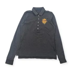90s 00s RALPH LAUREN ラルフローレンワンポイント 長袖 ポロシャツ L/ダークグレー レディース