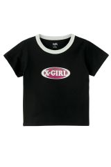 X-girl エックスガール 105252011012 GRADATION GLITTER OVAL LOGO S/S BABY TEE ベビーTシャツ BLACK 正規通販 レディース