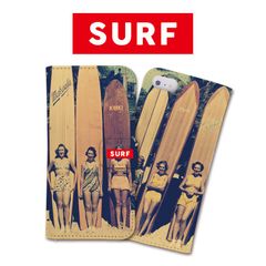 全機種対応 手帳型 スマホケース SURF サーフ サーフィン サーフボード レトロ ビンテージ ヴィンテージ iPhone アンドロイド AQUOS Galaxy Xperia Google Pixel arrows OPPO ケース カバー 折りたたみ