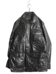 【お得なクーポン配布中!】 00s バナナリパブリック 本革 レザー ジャケット メンズ M / オールド 革ジャン M-65 タイプ フィールド シングル ハーフ コート 黒 無地