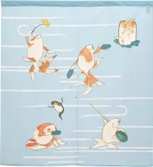 【MINIBOX のれん制作工房 正規販売店】【匿名配送ネコポス 送料無料】のれん「歌川国芳_金魚 11」85x90cm【日本製】スタジオジブリ 家紋 トトロ 千と千尋 和風 目隠し