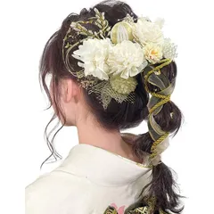 [JZOON] 髪飾り 成人式 髪飾り 10色 ドライフラワー 造花飾り 水引 紐 ヘアーアクセサリー 和玉 かすみ草 金箔 人気 和服 着物 振袖 袴 花 浴衣 成人式 七五三 結納 卒業式 入学式 結婚式 発表会 T5010