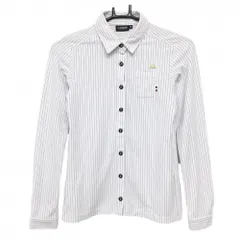 【超美品】カッパ 長袖ポロシャツ 白×グレー ストライプ 胸ポケット  レディース S ゴルフウェア Kappa