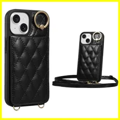 【新着商品】Shlybaay iPhone 15 対応 ケース 背面 手帳型 カードケース iPhone15 用 ショルダー ストラップ 背面ケース 手帳型ケース キルティング いphone 15 アイホン 15 用 スタンド 肩掛け カード収納 斜め掛け 首