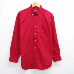 XL/古着 ラルフローレン チャップス 長袖 ブランド シャツ メンズ 90s ワンポイントロゴ ロング丈 コットン ボタンダウン 赤 レッド 25jun2
