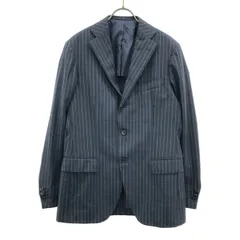 RING JACKET リングジャケット 日本製 ウールブレンド ストライプ柄 テーラードジャケット 46 ネイビー メンズ 古着