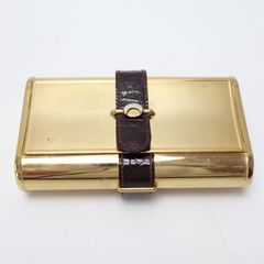 希少 GUCCI グッチ ヴィンテージ GG金具 GP/クロコ型押しレザ― 小物入れ ジュエリーケース ゴールド/ブラウン S07-k068