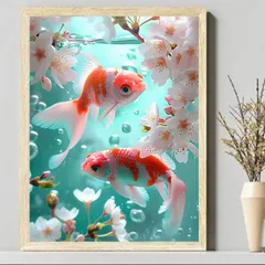 中級 フル ダイヤモンドアート キット ビーズ刺繍 金魚 さくら 桜 モザイクアート リハビリ 趣味 絵画 カラービーズ
