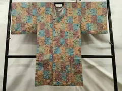 平和屋着物＃道行コート　お召地　松竹梅花文　ロング丈　正絹　逸品　CAAT0462dy