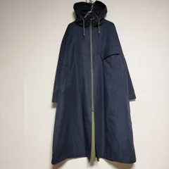 noa-ge ノアジェ フード付き コットンナイロン ロング ジップアップ コート ネイビー カーキ レディース【中古】4-0819M∞