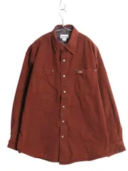 【お得なクーポン配布中!】 US企画 カーハート コットン キャンバス シャツ ジャケット メンズ L / 古着 ワーク ダック チェック フランネル ライナー付き 長袖シャツ