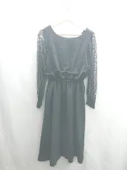 ◇ ⊇ apart by lowrys シフォン ドット 水玉 長袖 ロング ワンピース サイズL ブラック レディース E  【1409240032830】