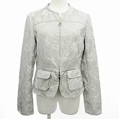 アルマーニ コレツィオーニ ARMANI COLLEZIONI ノーカラー ジャケット ダブルジップ 花柄 グレー 40 0812 ■GY06のサムネイル