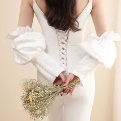 花嫁 ウェディング 付け袖 二の腕 取り外し可能 アームカバードレス  グローブ人気 コーム付き ヴェール ドレスの飾り用品 80? 櫛付き コーム ブライダル 刺繍 ハーフ丈 ショート ベール ミドル丈 ロング 写真撮影  ロケーション 髪飾り新婦 撮影道具