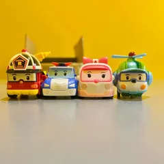 ロボカーポリー(RobocarPoli) レスキューチーム ミニカー ミニサイズ 乗り物４台セット (アンバー＆ポリー＆ヘリー＆ロイ)