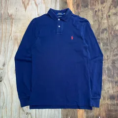 Polo Ralph Lauren ポロ ラルフローレン 長袖 ポロシャツ ラガー ネイビー ポニー メンズ サイズ XS  MF154