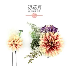 髪飾り 成人式 振袖 袴 花 2点セット 白 生成り クリーム色 ピンク 紫 ゴールド 菊 かすみそう リーフ 葉 大きい 小さい Uピン No.12-0420