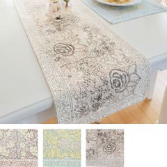 エレガント テーブルランナー 薔薇柄 フラワー 上品 ブロックプリント