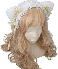 GTM Smith 猫耳カチューシャ ヘッドドレス ヘアバレッタ 可愛い 髪飾り コスプレ( 白)
