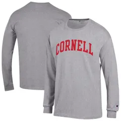 【送料無料】 チャンピオン メンズ Tシャツ トップス Men's Champion Heather Gray Cornell Big Red Basic Arch Long Sleeve T-Shirt Nc2 Grey