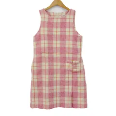 べべ ワンピース トップス ノースリーブ チェック柄 ラメ キッズ 女の子用 150サイズ 白×紫 BeBe 【中古】